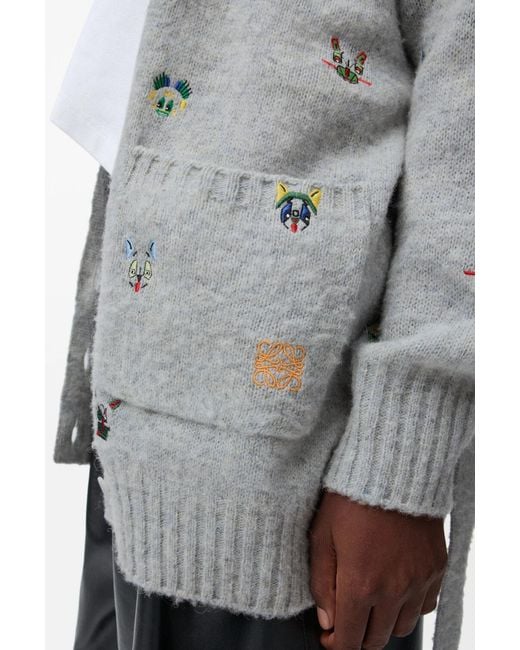 Loewe Gray Belted Cardigan