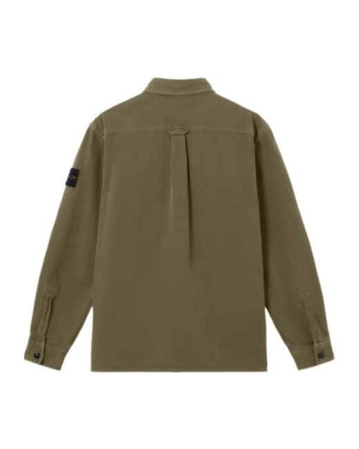 Stone Island Green Comfort-Fit Overshirt With Chest Pockets for men