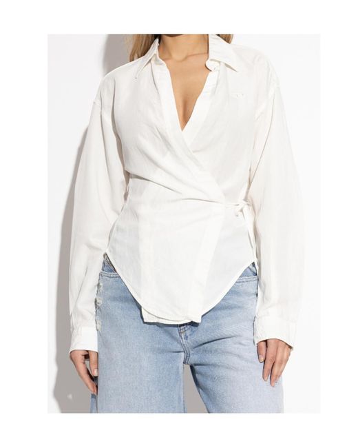 DIESEL White C-Delphos-S3 Wrapped Self-Tied Top