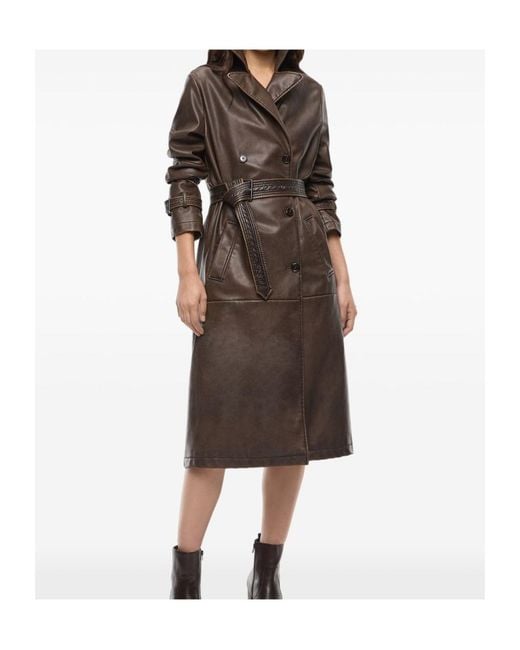 Pinko Brown Double-Breasted Belted Coat