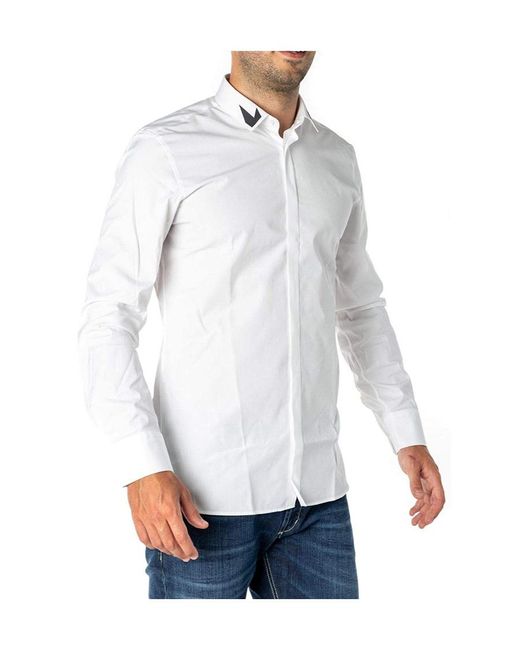 Neil Barrett White Long-Sleeved Lapel Shirt for men