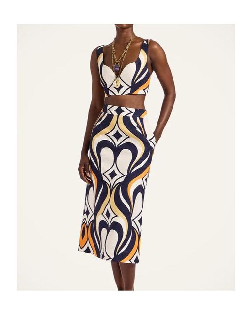 LaDoubleJ Blue Abstract-Print Sweetheart Top
