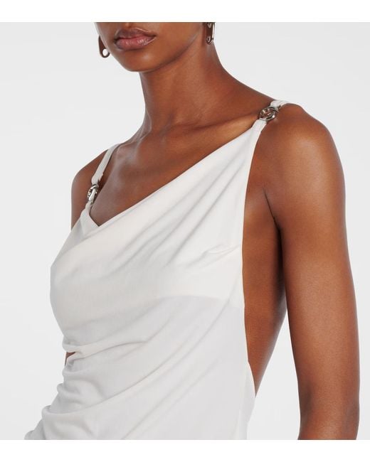 Coperni White Draped Back Knit Super Long Dress