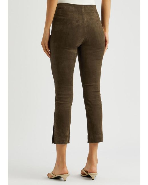 Vince Brown Split-Cuff Suede Trousers