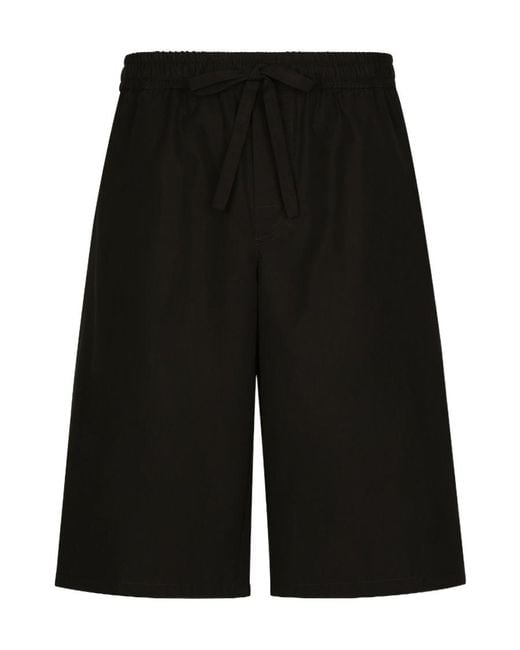 Dolce & Gabbana Black Knee-Length Drawstring Shorts for men