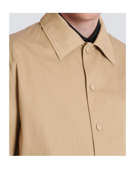 Balmain Natural Paris Logo Embroidered Bomber Jacket for men