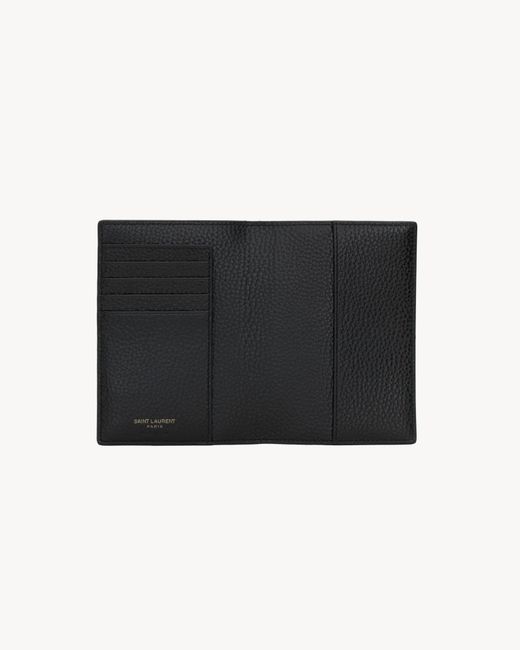 Saint Laurent Black Tiny Cassandre Passport Holder for men