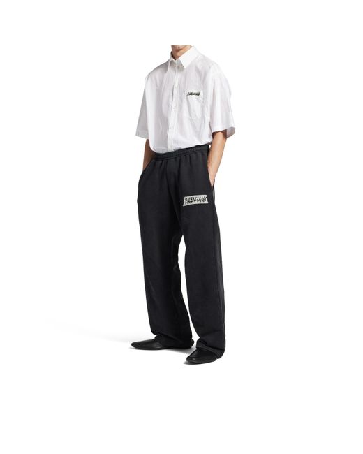 Balenciaga Black Cotton Masking Tape Logo Sweatpants for men