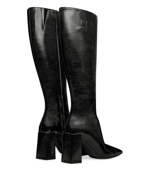 Courreges Black Block-Heeled Knee-High Boots