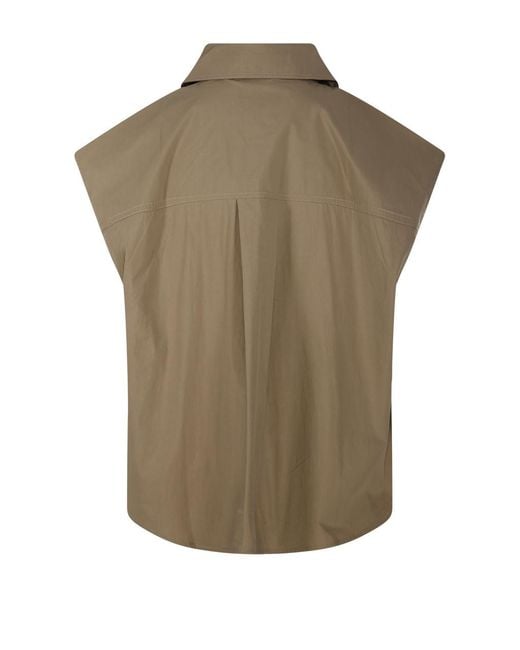 P.A.R.O.S.H. Green Relaxed-Fit Sleeveless Shirt With Front Pockets