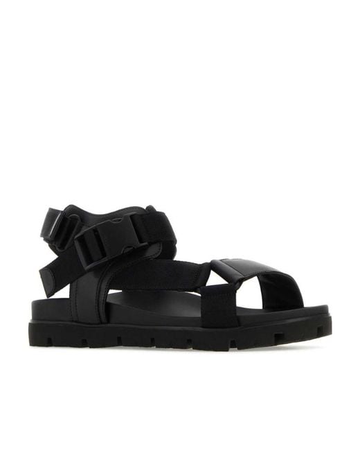 Prada Black Buckle Strapped Sandals for men
