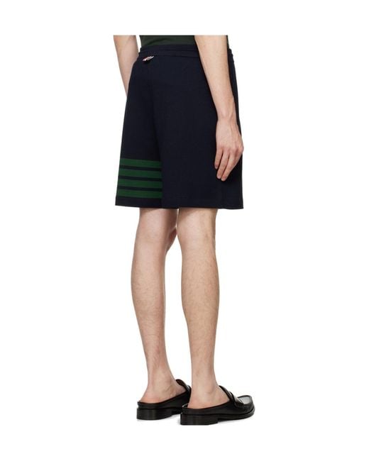 Thom Browne Blue 4-Bar Striped Drawstring Track Shorts for men