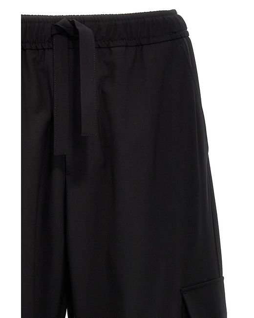 MSGM Black Drawstring Cargo Pants for men