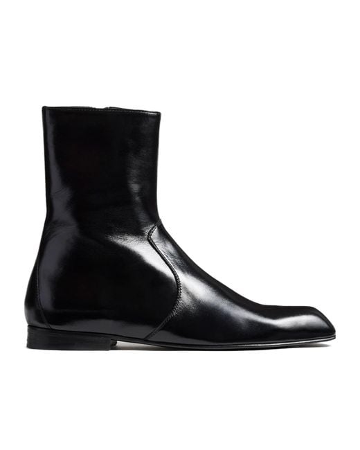 Khaite Black Colt Zip Square Toe Boots