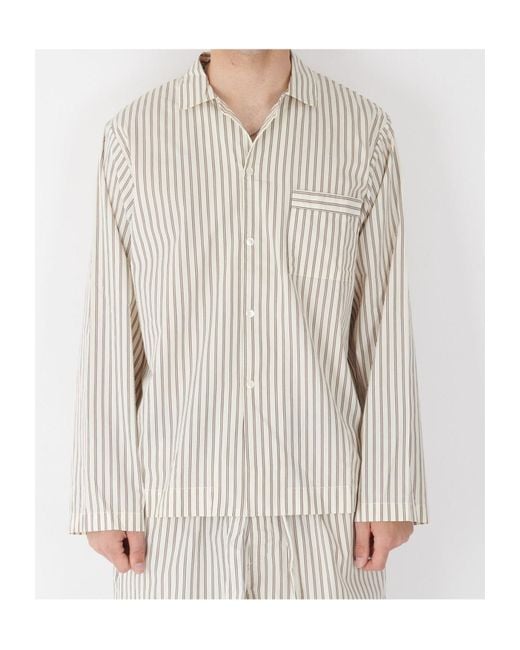 Tekla Natural Striped Pajama Shirt for men