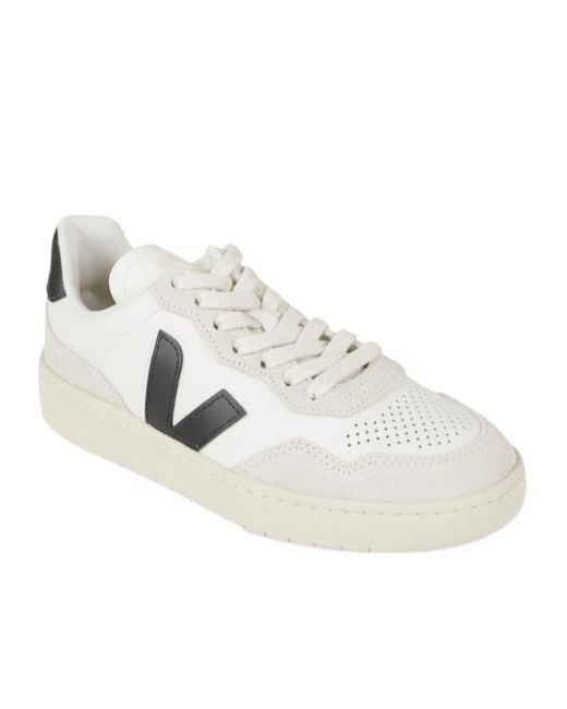 Veja White Low-Top Sneaker With Perforated Detailing And Bold Logo for men