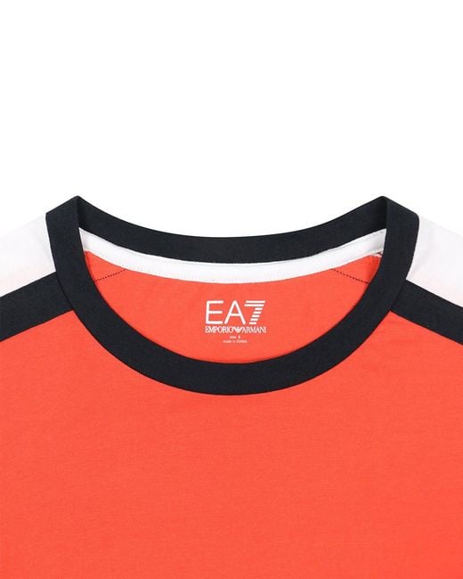 EA7 Red Logo Printed T-Shirt With Round Neck for men