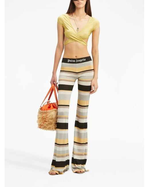 Palm Angels Yellow Wrap-Around Lurex Bikini Top