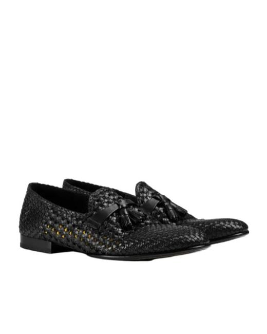Doucal's Black Tassel Detailed Slip-On Loafers for men