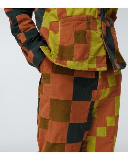 Bode Orange Patchwork Corduroy Pants for men