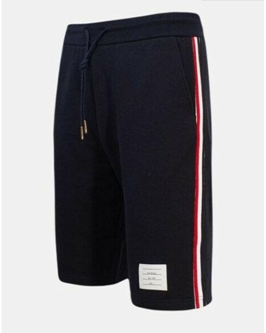 Thom Browne Blue Side-Stripe Track Shorts for men