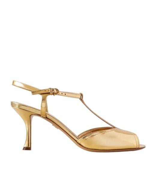 Ferragamo Natural Ferragamo T-Strap Peep Toe Sandals