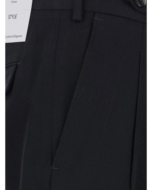 Pt Pantaloni Black Carrot 2 Pleat Pants With Two Pleats for men