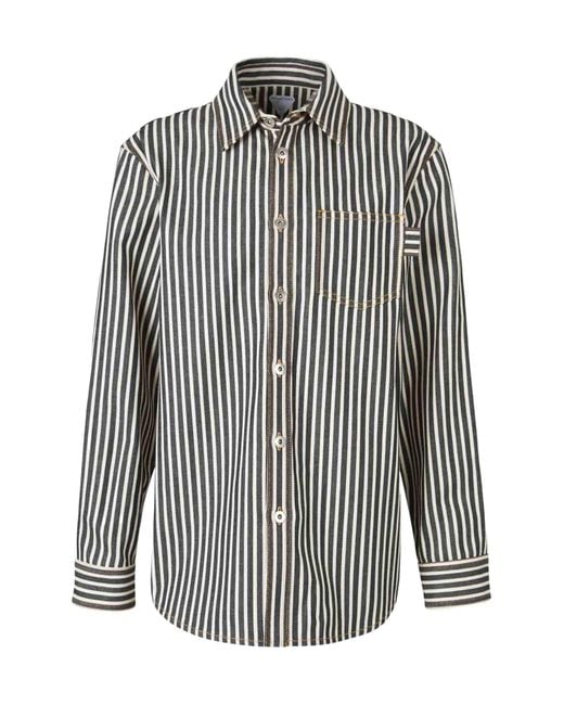 Bottega Veneta Gray Striped Long-Sleeved Shirt for men