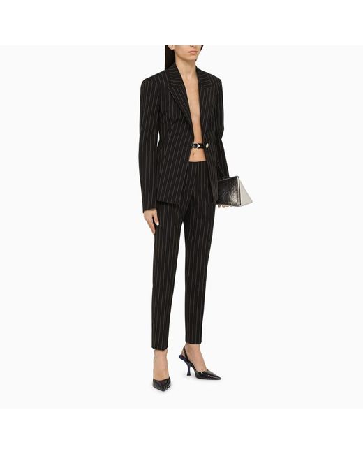 The Attico Blue The Single Breasted Striped Tailored Blazer