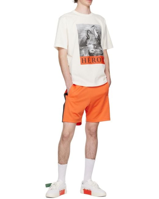 Heron Preston Orange Logo Shorts for men