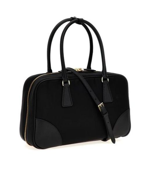 Prada Black Re-Edition 1978 Triangle-Logo Zipped Tote Bag