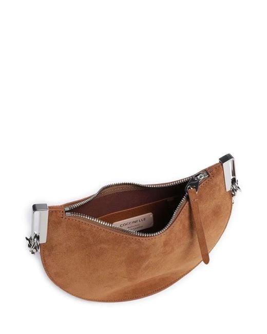 Coccinelle Brown Logo Lettering Zip-Up Satchel Bag
