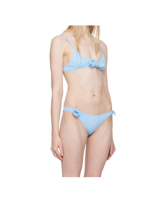 Coperni Blue Flower-Detail Tie-Side Bikini Bottoms