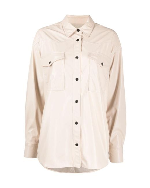Isabel Marant Natural Pointed-Collar Press-Stud Shirt