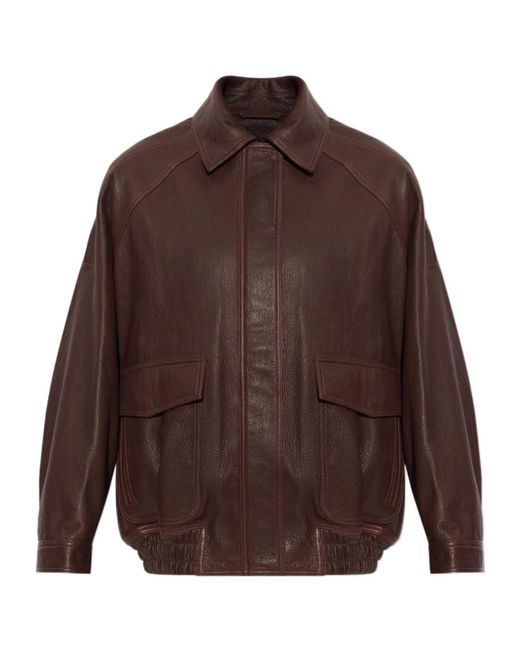 Rohe Brown Flap Pocket Leather Jacket