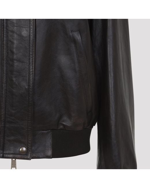 Prada Black Long-Sleeved Leather Jacket