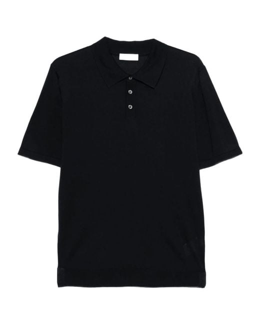 Roberto Collina Black Silk Fine Knit Polo Shirt for men