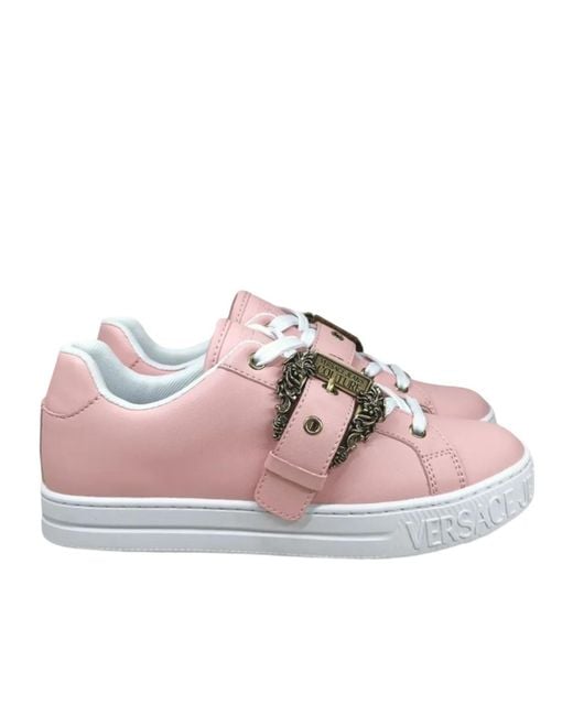 Versace Jeans Pink Baroque-Buckle Sneakers