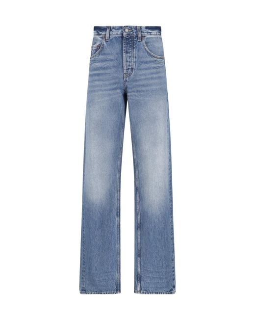 Saint Laurent Blue Logo Patch Mid-Rise Jeans