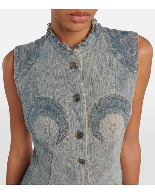 MARINE SERRE Gray All Over Moon Denim Maxi Dress
