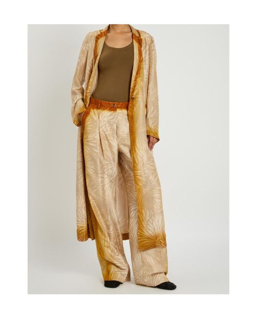Dries Van Noten Natural Porter Printed Silk Trousers