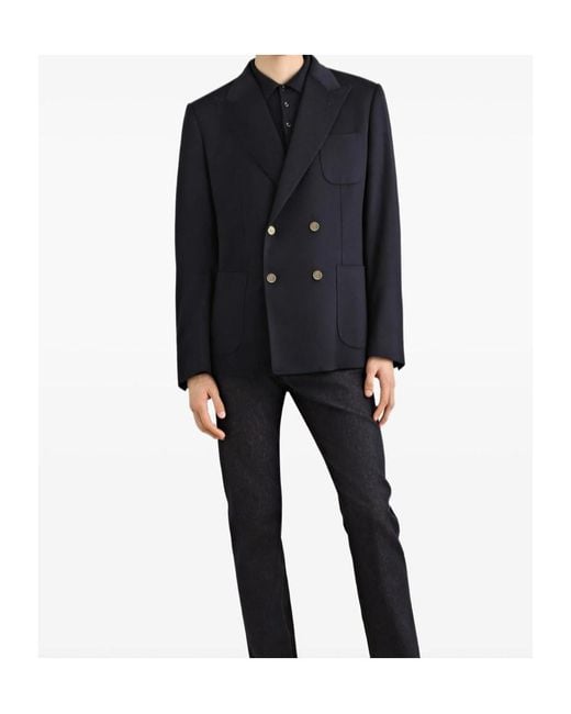 Dolce & Gabbana Blue Virgin Wool Polo Shirt for men