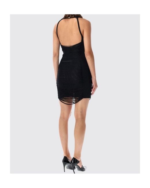 The Attico Black The Frige Sheer Mini Dress