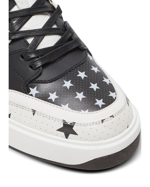 Balmain White B Court Star Printed Mid Top Sneakers for men