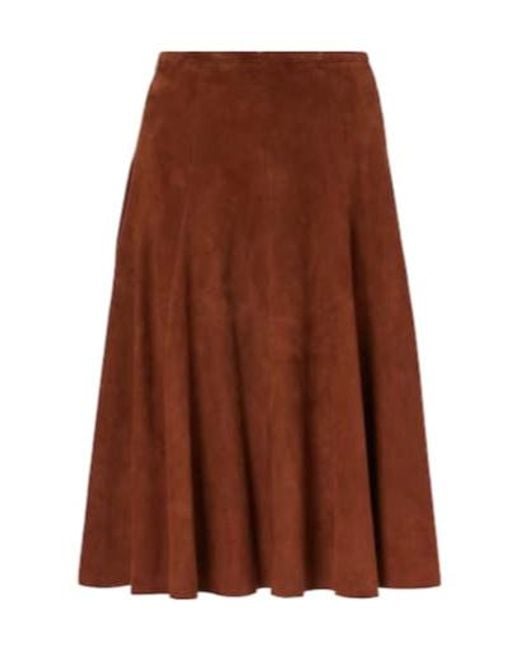 Stouls Brown Sabrina Suede Midi Skirt