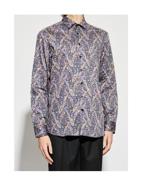 Etro Blue Maxi Flower Paisley Shirt for men