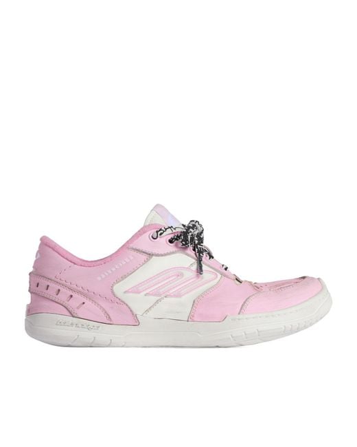 Balenciaga Pink Hamptons Worn-Out Low-Top Sneakers