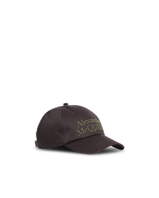 McQueen Black Logo Embroidered Baseball Cap for men