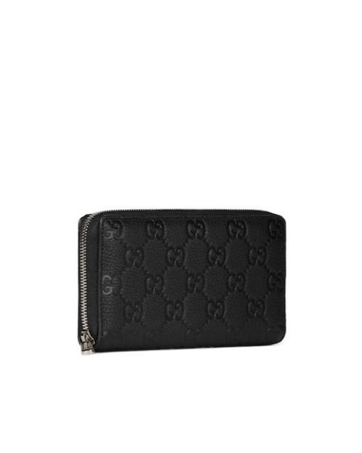 Gucci Black Imprint Zip Around Wallet for men