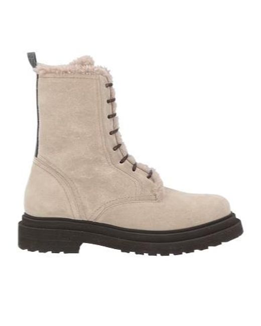 Brunello Cucinelli Natural Light Ankle Boots Leather